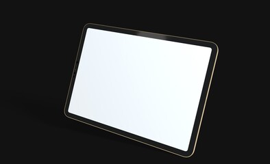 Photo Black tablet computer with blank 3d black background