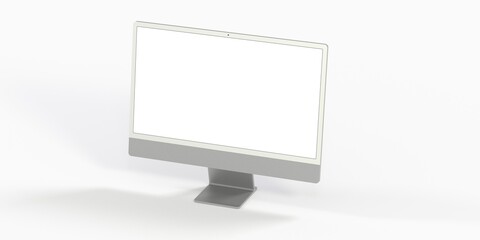 Computer display with blank white screen 3d.