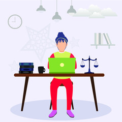 Illustration of a woman working on a laptop, vector design illustration 18