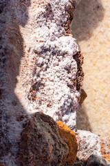 Close up of the salt terraces of Maras

Artisanal salt extraction in Peru
