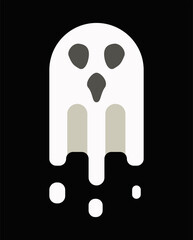 Simple scary mini cartoon ghost vector illustration