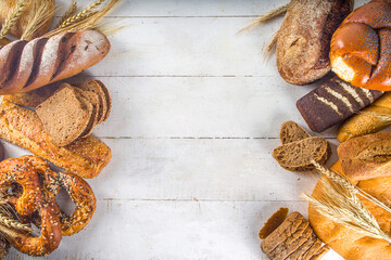 Assortment of baked bread and pastry