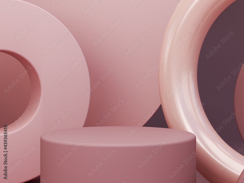 Poster minimal scene with podium and abstract background. geometric shapes. pastel colors scene. minimal 3d