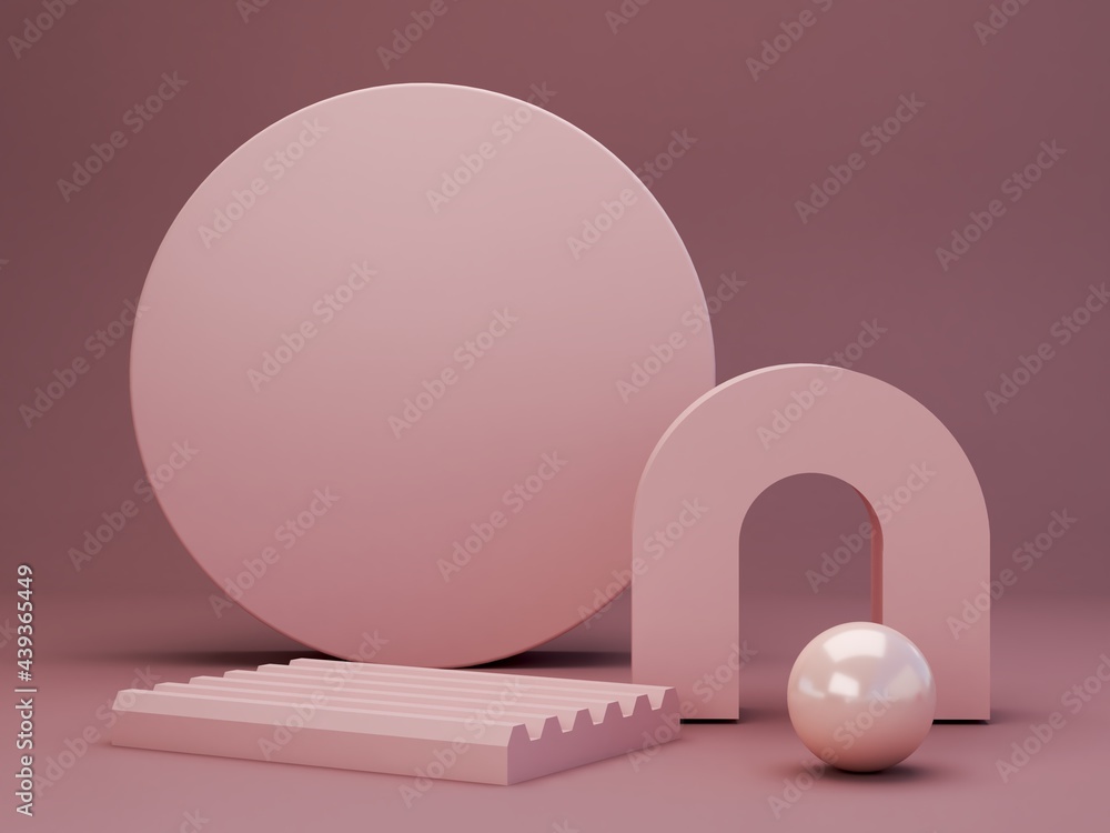 Poster minimal scene with podium and abstract background. geometric shapes. pastel colors scene. minimal 3d