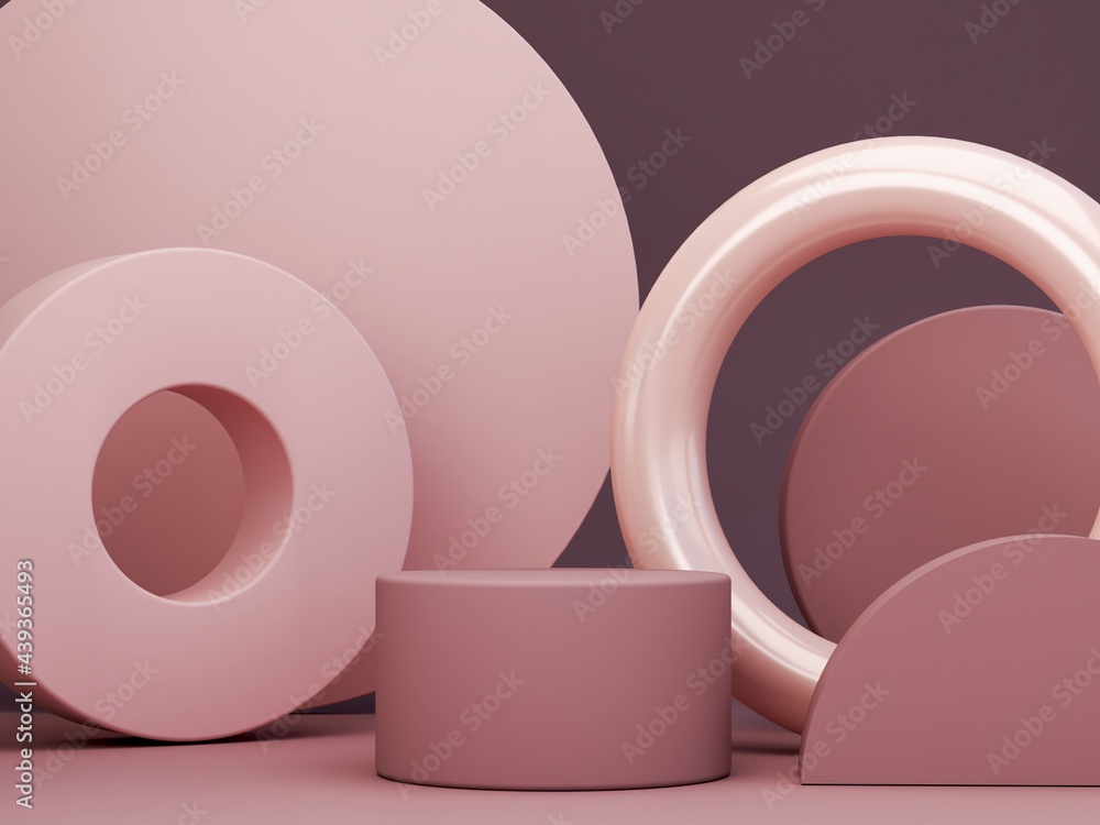Poster minimal scene with podium and abstract background. geometric shapes. pastel colors scene. minimal 3d