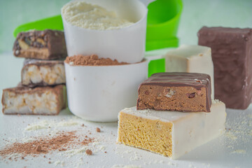 Protein powder, cocktail and bars