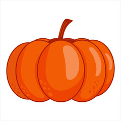 Autumn pumpkin, ripe and juicy. Vegetable or healthy food. Agriculture symbol. Harvesting season. Isolated on white background.