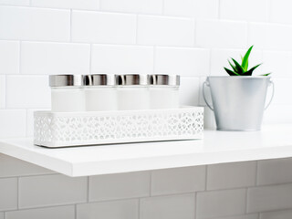 Kitchen white storage organizer shelf