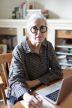 Senior woman with a long braid 