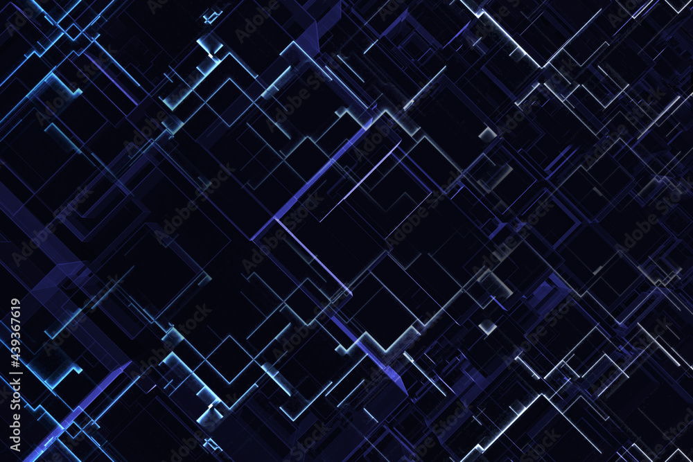 Poster modern tech glowing neon light lines or patterns hi tech floor grid wall for technology background.