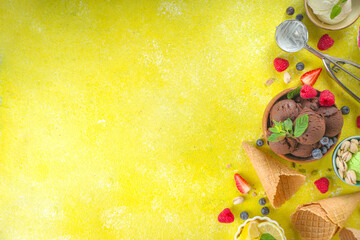 Various colorful ice cream balls