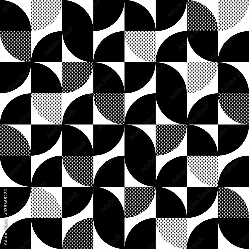 Poster geometric abstract seamless pattern. check black color texture on white background. funky figure geo
