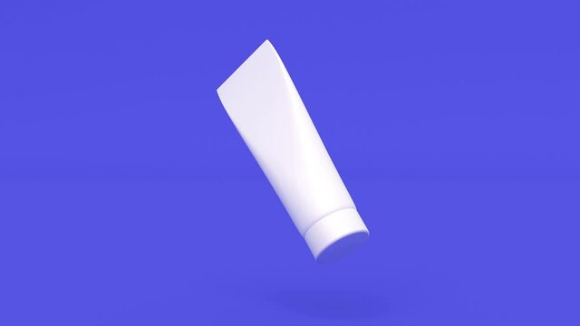White tube mockup on blue Skin care health illness able to loop seamless 4k