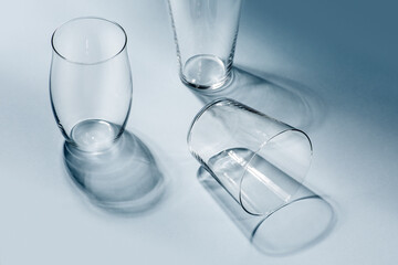 Elegant clear glassware on table