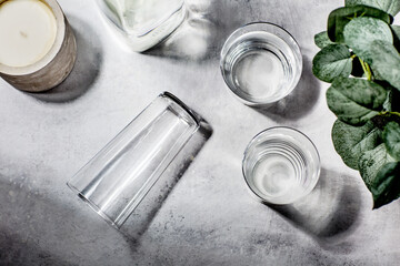 Elegant clear glassware on table