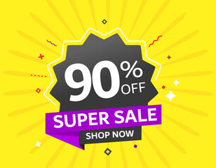 Tag 90% off. Special Offer vector, retail, ecommerce, promotion, super sale. best price, mega sale. Store. Burn, Black Friday, shop now.