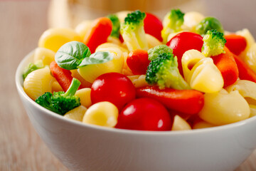 Fresh Pasta Salad with fresh vegetables. High quality photo