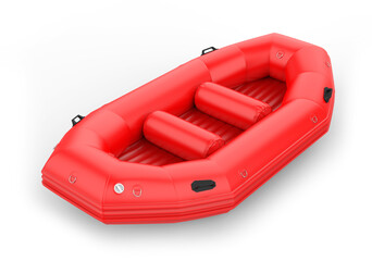 Blank PVC Inflatable Water Raft Boat, 3d render illustration.