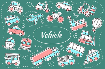 Vehicle sticker set. Collection of transport icons. Vector illustration.