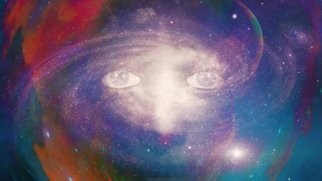 God's face in the space. Vivid galaxy