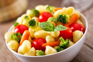Fresh Pasta Salad with fresh vegetables. High quality photo