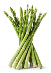 Asparagus stands on a white background. Isolated