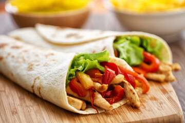 Mexican Fajitas with Chicken and Vegetables. High quality photo