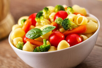 Fresh Pasta Salad with fresh vegetables. High quality photo