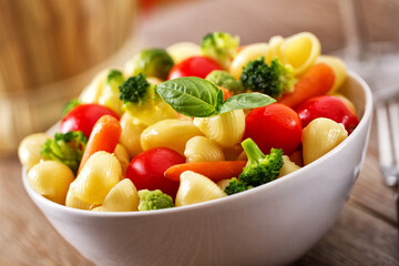 Fresh Pasta Salad with fresh vegetables. High quality photo
