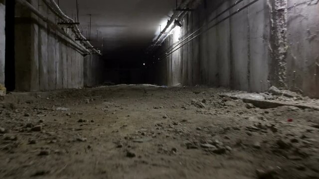 Steady shot of a scarry abandoned underground bunker