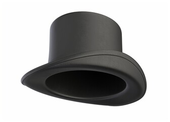 3D illustration of vintage black cylinder magic hat isolated on white