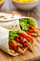 Mexican Fajitas with Chicken and Vegetables. High quality photo