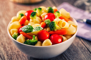 Fresh Pasta Salad with fresh vegetables. High quality photo