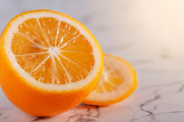 Juicy, ripe lemon lying on the table. A healthy citrus fruit.