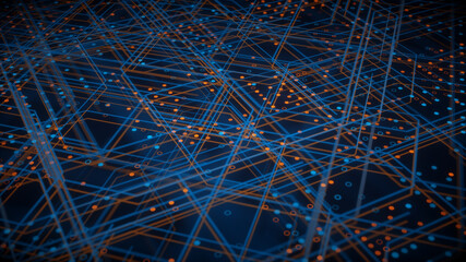 Grid, structure of abstract lines in the form of internet web connections - 3d illustration