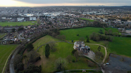 Fototapeta na wymiar Aerial view of English Manor House.