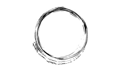 Grunge circle made on the white background.Grunge artistic oval shape made for marking.Grunge oval shape made with black paint.