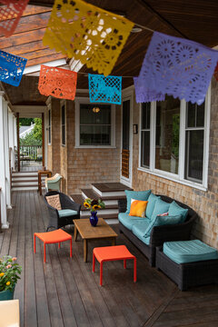 Outdoor Porch decor at home with sofa 