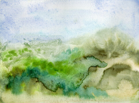 Watercolor Abstract landscape 