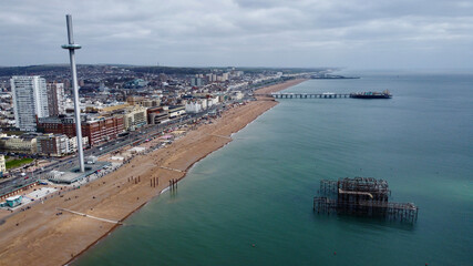 Obraz premium Aerial view of Brighton coastline.