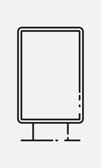 Blank advertising billboard line vector icon isolated on white background.