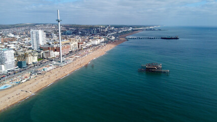 Obraz premium Aerial view of Brighton coastline.