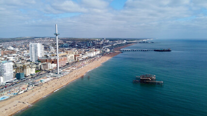 Aerial view of Brighton coastline. 