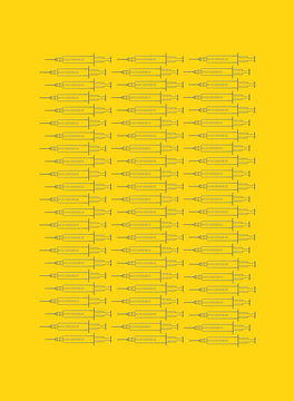 Graphic Illustration of Syringes on a yellow background