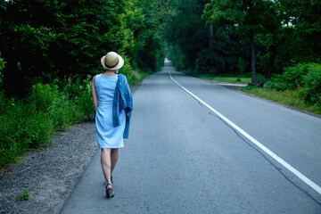 Conceptual image of beautiful woman goes into the future