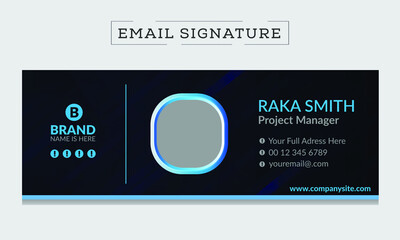 Corporate, Modern & Professional Email Signature with author photo place & social media banner.