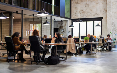 People working in open space