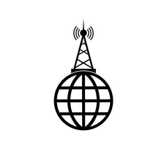 Fototapeta premium World broadcasting news antenna icon isolated on white background