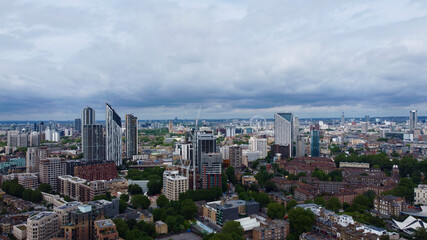 Aerial photo of South London skyline.