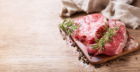 fresh meat with rosemary and spices